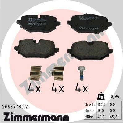 Imagen de ZIMMERMANN 26687.180.2 Juego de pastillas freno