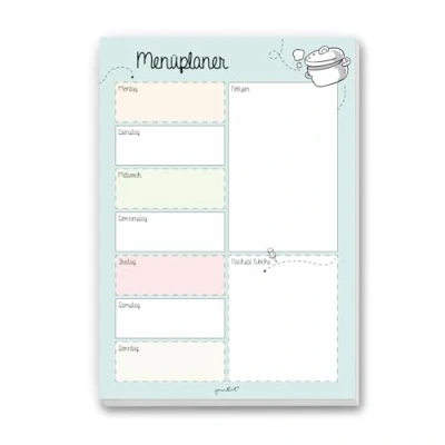 Imagen de #detailverliebt 225 Planificador semanal de menú, tamaño A4, 50 hojas, con espacio para notas y previsión (idioma español no garantizado), color BLOCK DIN A4 (210 x 297 mm)