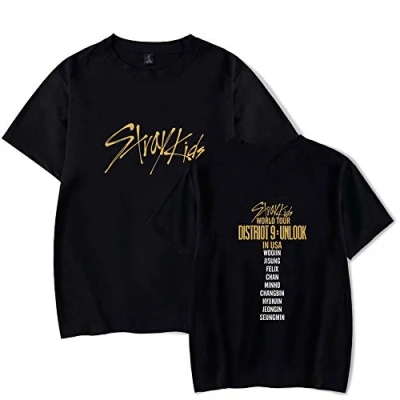 Imagen de Stray Kids Camiseta KPOP StrayKids District 9 : Unlock Verano Corta Blusa Changbin Hyunjin Felix Seungmin Jeongin Jisung Minho Woojin BangChan Tshirt Manga Casual para Hombres Mujeres