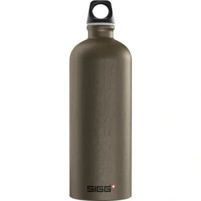 Imagen de SIGG Traveller Smoked Pearl botella cantimplora (1 L), con tapa hermética sin sustancias nocivas, de aluminio ligera