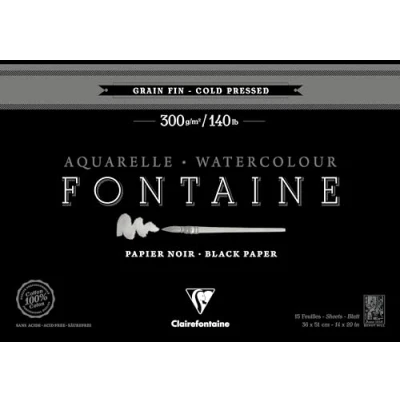 Imagen de Clairefontaine 975306C Un bloque encolado 4 lados de papel dibujo Fuente 20 hojas grano fino 36 x 51 cm, 300 g, negro