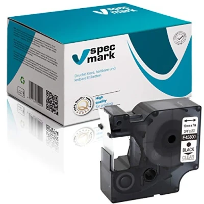 Imagen de specmark compatible para DYMO D1 45800 cinta de escritura 19 mm x 7 m negro sobre transparente (S0720820) con impresoras LM Label Manager LP Point LW Writer DUO