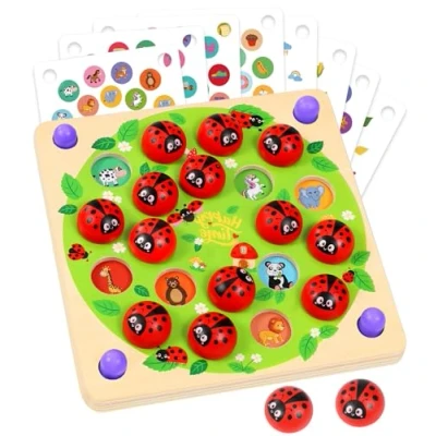 Imagen de Subtail Juegos de Mesa Niños y NiñAs 3 4 5 Años Juego Memoria Madera Mariquita Memory 6 Educativos Smart Games Regalo Niño
