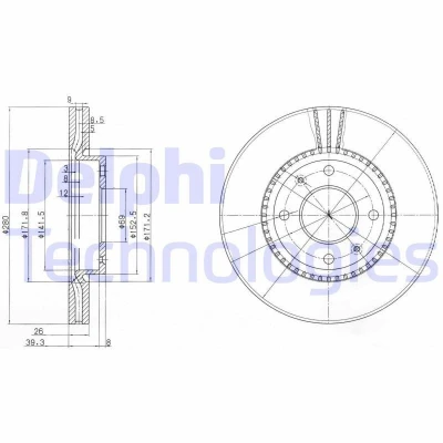 Imagen de DELPHI BG4013 Disco de freno 280 26 4 ventilado aceitado sin procesar cojinete rueda, anillo sensor ABS HYUNDAI: SONATA V,