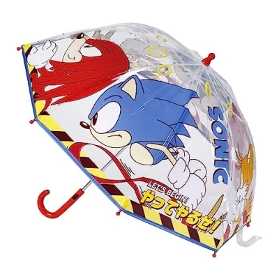 Imagen de Paraguas Manual de Sonic para Niños Transparente con Estampado Apertura 100% POE Estructura Fibra Vidrio Producto Original Diseñado en España