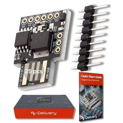 Imagen de AZDelivery 25 x Placa de Desarrollo Digispark Rev.3 Kickstarter ATTiny85 con USB Compatible Arduino E Book Incluido!