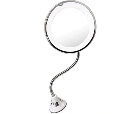 Imagen de Flexible Mirror Espejo, Espejo Aumento Ventosa 10x, Ducha Afeitado Antivaho, de Maquillaje Aumento,con Luz LED e Fuerte, 360 Giratorio