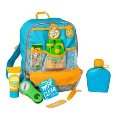 Imagen de Melissa &amp; Doug Juego de Senderismo, Mochila con accesorios objetos esenciales excursionismo, creativo simulación en casa o al aire libre, Regalo para niñas y niños 3 4 5 6 7 años