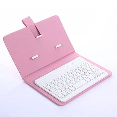 Imagen de Dilwe Funda con Teclado Bluetooth inalámbrico, Desmontable abatible, Universal para Tableta iOS, Android, Windows(Rosa)