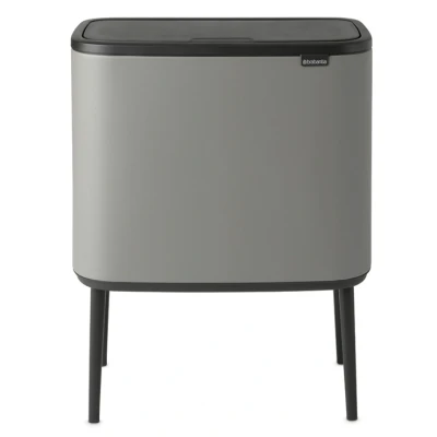 Imagen de Brabantia Bo Touch mecanismo de apertura con un toque Cubo basura 3 x 11L, color mineral Concrete Gris