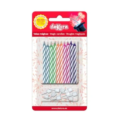 Imagen de Dekora 10 Velas de Cumpleaños Magicas Colores