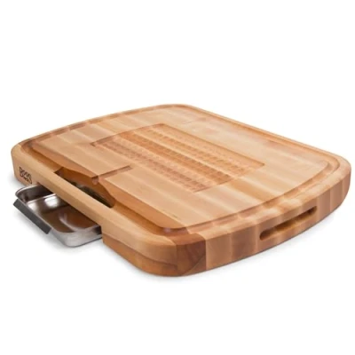 Imagen de Boos Block Tabla Cortar con Recipientes Ranura Para Jugo Cocina Profesional Reversible Madera Grande Extra Gruesa 61 x 46 5,6 cm