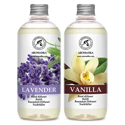 Imagen de Set de Recarga para Difusor con Aceite Esencial Vanille 500ml y Lavanda Relleno Difusores Aromáticos Ambientador Fragancia Habitación Perfumado