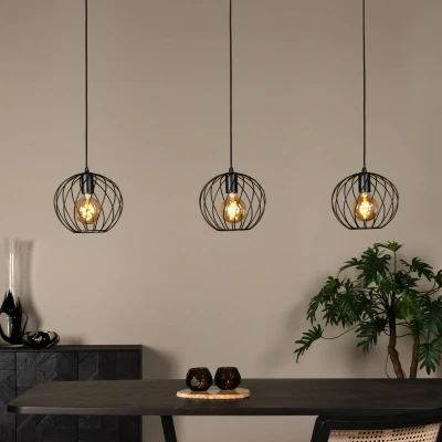 Imagen de Lucide Lámpara colgante Danza, 3 luces, alargado, negro