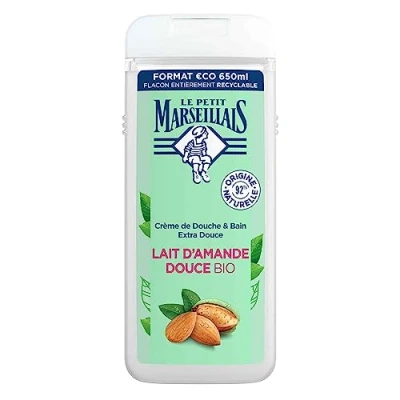 Imagen de Le Petit Marseillais Gel de Ducha Corporal Extra Suave, Leche Almendras Dulces BIO, Hidratación y Nutrición para Piel Sensible, con Ingredientes Naturales Envase Reciclable Recargable, 650ml