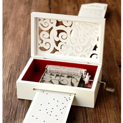 Imagen de Cuzit Kit de caja música para hacer tu propia música, mecanismo madera tallada, con manivela, regalo 30 notas, del día San Valentín