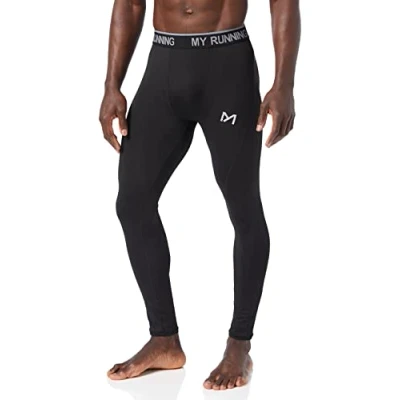 Imagen de MEETYOO Leggings Hombre, Compresión Secado Rápido Pantalones Deporte Mallas Largas para Running Fitness Yoga, Negro 1, M