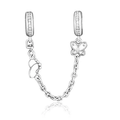 Imagen de PANDOCCI 2019 primavera mariposas decorativas cadena de seguridad 925 plata DIY se adapta a pulseras Pandora originales encanto joyería moda
