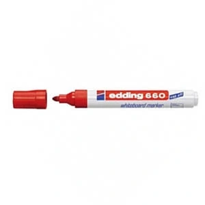 Imagen de edding 660 marcador para pizarras blancas rojo 1 rotulador punta redonda 1,5 3 mm pizarra blanca, borrado en seco flipchart, tablón de notas recargable