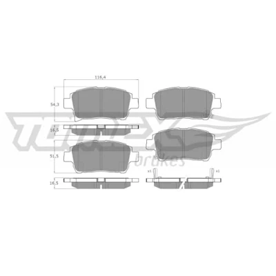 Imagen de TOMEX brakes TX 13 76 Juego de pastillas freno Eje delantero con avisador acústico desgaste TOYOTA: Yaris I Hatchback, Corolla IX Berlina