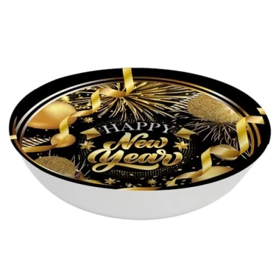 Imagen de Fiestas GUIRCA Bol de Año Nuevo Reutilizable (32 cm) Decoración Mesa para y Celebraciones Festivas Ideal Eventos Elegantes Festivos Negro Oro