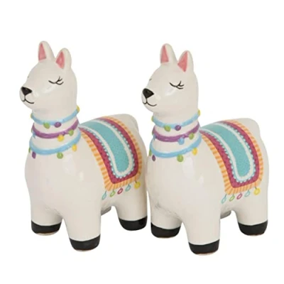 Imagen de Llama Juego de salero y pimentero (2 unidades), color blanco multicolor