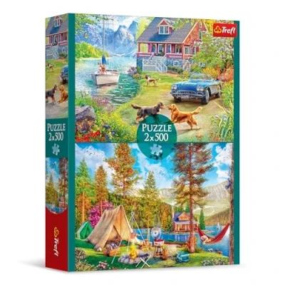 Imagen de Trefl Trébol Puzzle 2en1: Relajación Estival 2 x 500 Elementos Conjunto de Dos Rompecabezas, DIY, Diversión Creativa para Adultos y Niños a Partir 10 años, Multicolor (37497)