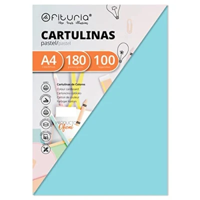 Imagen de Pack 100 Cartulinas Color Azul ClaroTamaño A4 180g