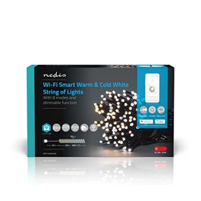 Imagen de NEDIS SmartLife LED decorativo Cuerda Blanco cálido a frío 200 Interior y exterior 7 patrones de movimiento 20 m Android/IOS