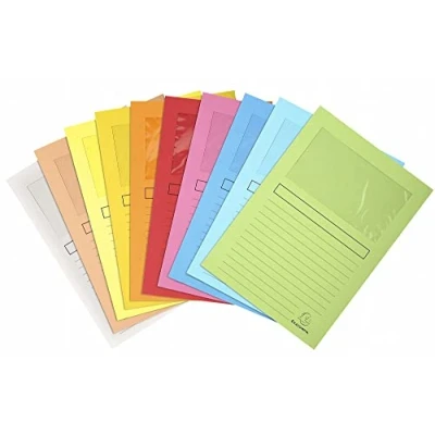 Imagen de Exacompta 50150E Lote de 100 Subcarpetas Super 180 con Ventana e Impresas, 10 Colores Surtidos