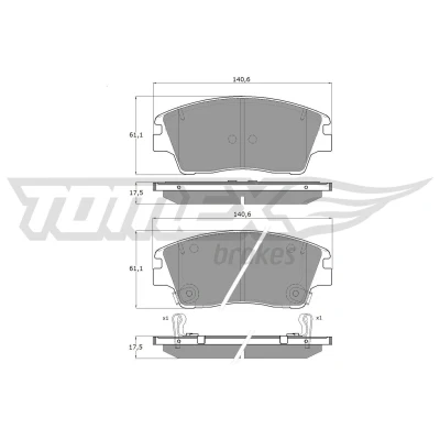 Imagen de TOMEX brakes TX 18 67 Juego de pastillas freno Eje delantero con avisador acústico desgaste accesorios HYUNDAI: Tucson, Tucson Furgón / SUV