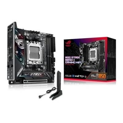 Imagen de ASUS ROG Strix B850 I Gaming WiFi Placa Base AMD Mini ITX, 10+2+1 etapas de Potencia, DDR5, Dos Ranuras M.2, PCIe 5.0, 7, USB Tipo C 20 Gbps y Aura Sync RGB