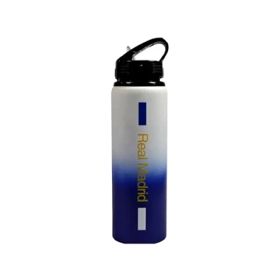 Imagen de Hy Pro Botella de aluminio con licencia oficial del Real Madrid CF 750 ml, diseño desteñido, mate, popote plegable integrado, a prueba fugas, ligera, gran idea regalo fútbol