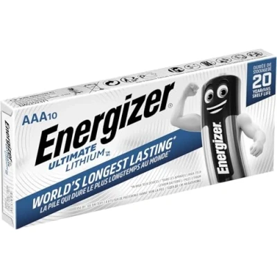 Imagen de Energizer Max Ultimate Lithium, Pack de 10 Pilas AAA, Litio Larga duración para Dispositivos Alto Consumo, más Ligera y 20 años Vida útil