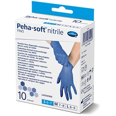 Imagen de Peha soft Guantes Desechables, Nitrilo fino, Powderfree, No Estéril, Sin Látex, Talla S, 10 Unidades