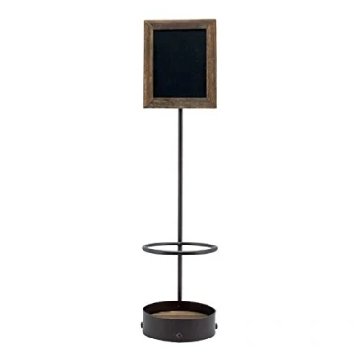 Imagen de Securit Soporte para botella de vino con pizarra, color negro