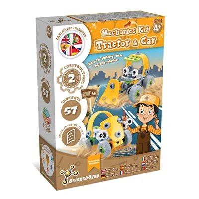 Imagen de Science4you Juego de Construcciones Coches para Niños +4 Años Laboratorio Mecanica Niños: Tractor y Coche Montar con Herramientas Juguete Juegos Construccion Steam
