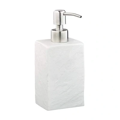 Imagen de Relaxdays Dispensador Jabón, Jabonera 200 ml Cuadrada, Rellenable, Baño, Cocina, Dosificador Gel Ducha o Loción, Blanco