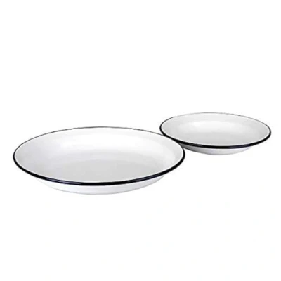 Imagen de Ibili Plato Hondo 28cm de Acero esmaltado, Stainless Steel, Blanco y Azul, 28 x 4 cm