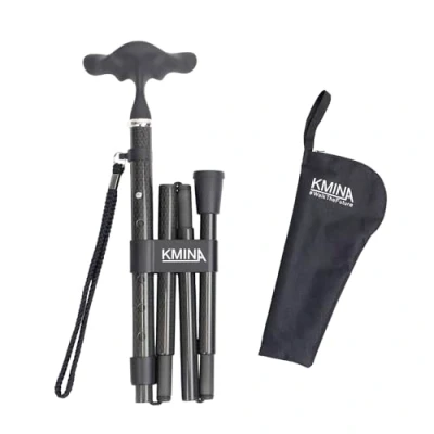 Imagen de KMINA Pro Bastón Plegable Ergonómico para Mayores, Ligero de Fibra Carbono Ajustable, Bastones Caminar, Portátil Mujer y Hombre, Extensible Ancianos