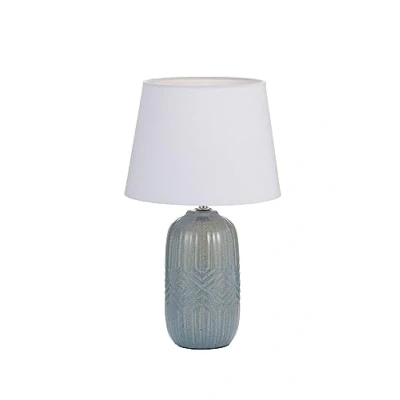 Imagen de Pauleen 48321 sobremesa Glowing Hug, E14, máx. 20W, Gris Azulado, Tela, cerámica, luminaria para mesita de Noche, Blanco, Graublau