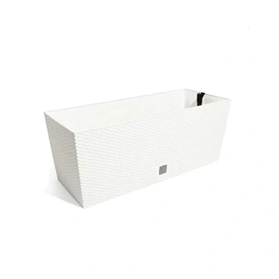 Imagen de Jardinera rectangular 72 litros con autorriego color blanco 80 x 33 32 cm