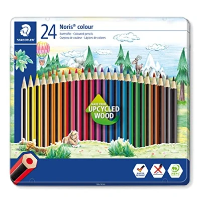 Imagen de STAEDTLER Noris 185 M24. Lápices de colores ecológicos. Caja metal con 24 unidades.