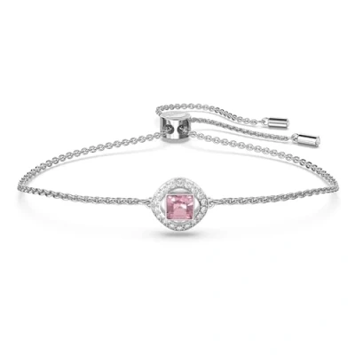 Imagen de Swarovski Pulsera Colección Angelic Square para Mujer, con Cristal Rosa de Talla Cuadrada, en Baño Rodio