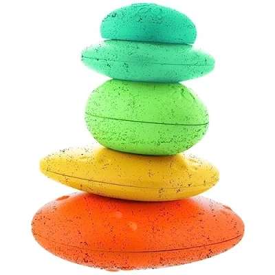 Imagen de Chicco Piedras Apilables ECO+, Juego para Apilar con 5 Piedras, Formas y Tamaños, Plástico Reciclado, de Construcción, Juguetes Educativos Bebés, Niños, 6 Meses 3 Años