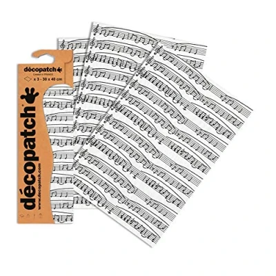 Imagen de Décopatch C468O Funda de 3 hojas papel impreso, 30 x 40 cm, notas música