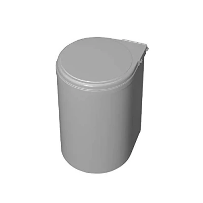 Imagen de EMUCA Cubo basura puerta de armario, contenedor basura, 13L con tapa automática y fijación a puerta, plástico, gris