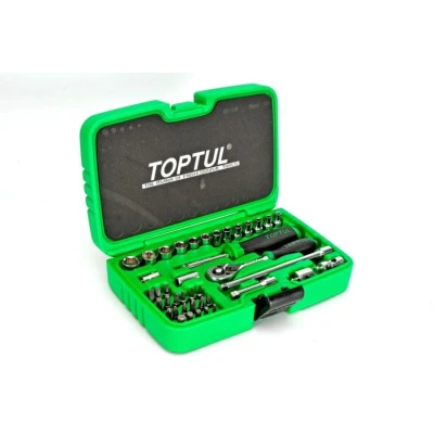 Imagen de TOPTUL GCAI4102 Juego de tubos 41 ranurada, hexagonal, Torx TR, Destornillador estrella (PH) 1/4 con función trinquete