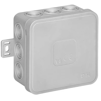 Imagen de Miratic Caja Estanca Exterior IP54 para Cables Conexiones de Empalme Superficie CLICK 75x75x41mm 12 abertura (Gris)