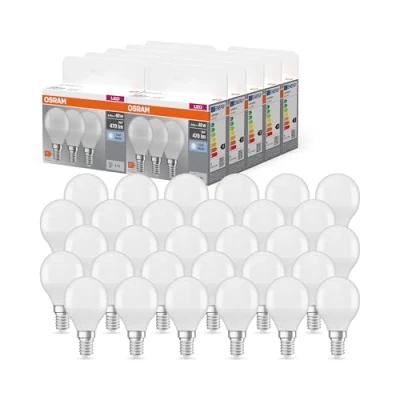 Imagen de OSRAM LED Classic P40, lámparas de filamento esmerilado vidrio para E14, forma vela, blanco frío (4000K), 470 lúmenes, sustituye a las bombillas convencionales 40W, caja 30